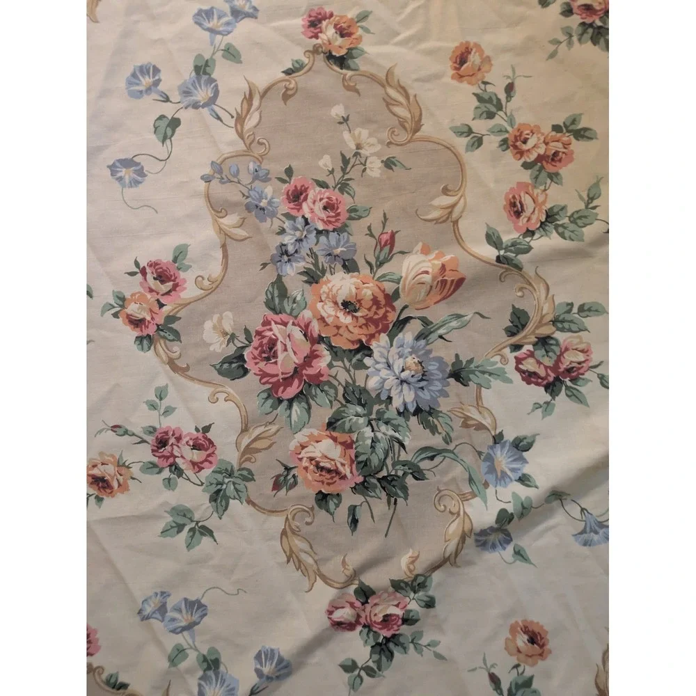Vintage Fieldcrest Rose Morning Glory Full Flat Sheet & Pillow Case 200 Thread
